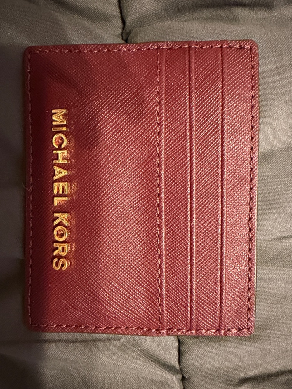 Michael Kors Burgundy Card & Key Holder with Gold Logo